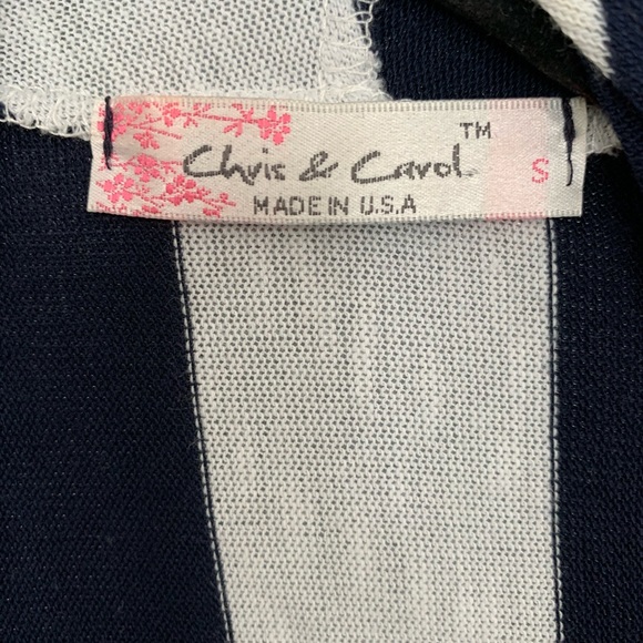 Chris And Carol Striped Cardigan Navy White Small - Picture 2 of 3